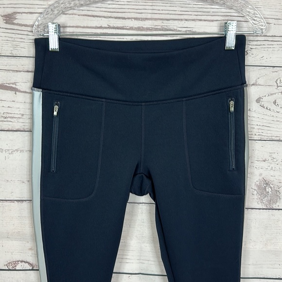 Athleta Street To Summit Pants Size Medium Navy Zip Pockets Thick Fleece Warm - Picture 2 of 14